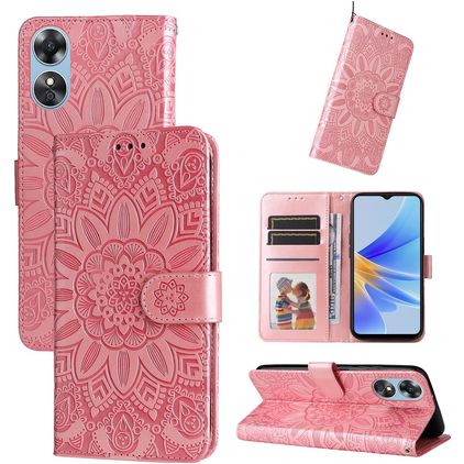 Mobigear Sunflower OPPO A17 Étui Portefeuille - Magenta