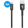 Mobigear Nylon - Câble USB-A vers Apple Lightning MFI 1 mètre - Noir