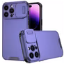 Mobigear Cam Slide Coque iPhone 14 Pro Max Coque arrière Rigide avec Protecteur Lentilles - Violet