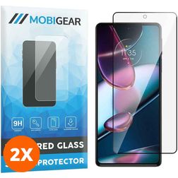Mobigear Premium Motorola Edge 30 Pro Verre trempé Protection d'écran - Compatible Coque - Noir (Lot de 2)