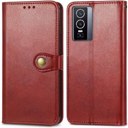 Mobigear Snap Button Housse Vivo Y76 Etui Porte-Monnaie - Rouge