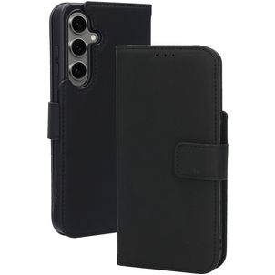 Mobiparts Wallet Housse Samsung Galaxy S24 FE MagSafe Etui en Cuir Véritable Porte-Monnaie - Noir