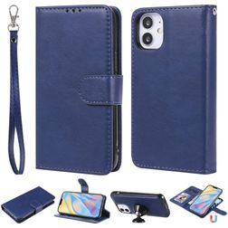 Mobigear Wallet iPhone 12 Mini Coque Étui 2en1 avec coque amovible Portefeuille - Bleu