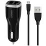 Mobiparts - Double USB Chargeur voiture Micro USB 1 mètre 12W 2.4A - Noir