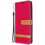 Mobigear Fabric Housse Samsung Galaxy A21 Etui en Tissu Porte-Monnaie - Rouge