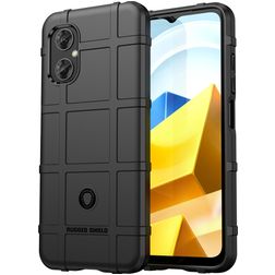Mobigear Rugged Shield POCO M5 TPU souple Coque arrière Antichoc - Noir