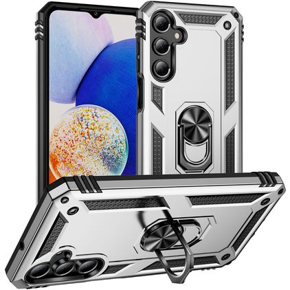 Mobigear Armor ring Coque Samsung Galaxy A16 Coque arrière Rigide Anti-Chocs avec Anneau-Support - Argent