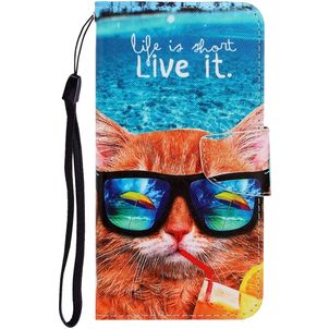 Mobigear Design Housse Xiaomi Redmi 9A Etui Porte-Monnaie - Plage Chat