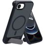 Mobiparts Hardcover Coque iPhone 16e MagSafe Coque arrière Rigide avec Support Amovible - Satin Black