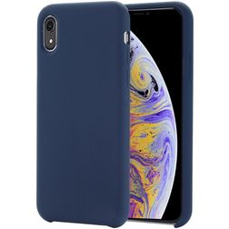 Mobigear Rubber Touch Coque iPhone XR Coque arrière en Silicone - Bleu Marin