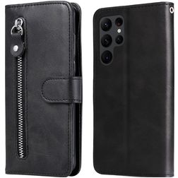 Mobigear Zipper Housse Samsung Galaxy S23 Ultra Etui Porte-Monnaie - Noir