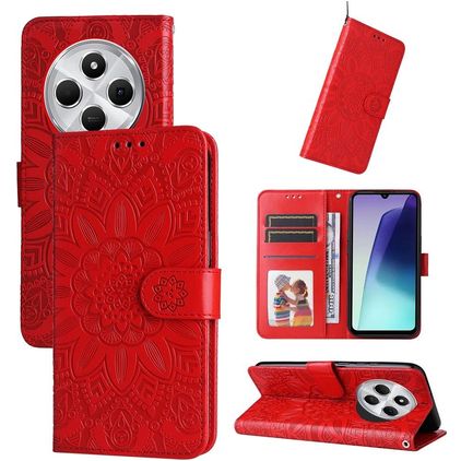 Mobigear Sunflower Housse Xiaomi Redmi 14C Etui Porte-Monnaie - Rouge