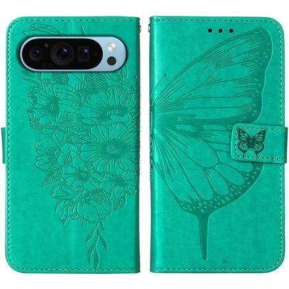 Mobigear Butterfly Google Pixel 9 Étui Portefeuille - Vert