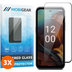 Mobigear Premium Nokia XR21 Verre trempé Protection d'écran - Compatible Coque - Noir (Lot de 3)