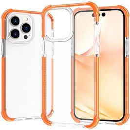 Mobigear Full Bumper Coque iPhone 14 Coque arrière Rigide Anti-Chocs - Transparent / Orange