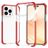 Mobigear Full Bumper Coque iPhone 14 Pro Max Coque arrière Rigide Anti-Chocs - Transparent / Rouge