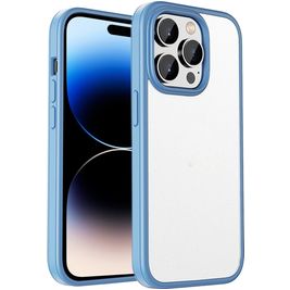 Mobigear Crystal Coque iPhone 14 Pro Max Coque arrière Rigide Anti-Chocs - Transparent / Bleu