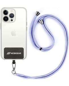 Mobigear Lanyard - Cordon de téléphone universel ajustable - Blanc / Bleu / Violet
