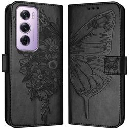 Mobigear Butterfly Housse OPPO Reno 12 Pro Etui Porte-Monnaie - Noir