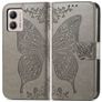 Mobigear Butterfly Housse Motorola Moto G53 5G Etui Porte-Monnaie - Gris