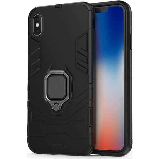 Mobigear Armor Ring Coque iPhone XS Max Coque arrière Rigide Anti-Chocs avec Anneau-Support - Noir