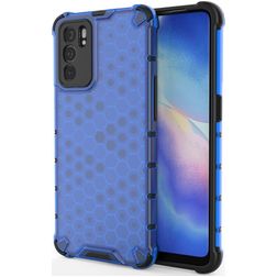 Mobigear Honeycomb Coque OPPO Reno 6 5G Coque arrière Rigide Anti-Chocs - Bleu