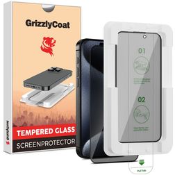 GrizzlyCoat AlignPro AntiSpy iPhone 15 Plus Verre trempé Protection d'écran Confidentialité - Compatible Coque + Cadre d'installation
