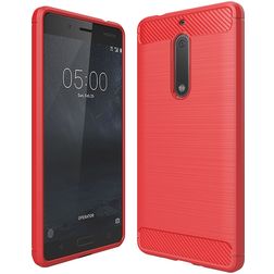 Mobigear Brushed Slim Coque Nokia 5 Coque arrière en TPU Souple - Rouge