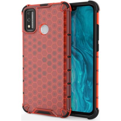 Mobigear Honeycomb Coque HONOR 9X Lite Coque arrière Rigide Anti-Chocs - Rouge