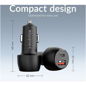 Mobilize - Double USB / USB-C Chargeur voiture Power Delivery 48W - Noir