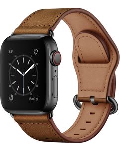 Mobigear Venezia Bracelet Cuir Apple Watch Fermeture boucle ardillon - 42/41/40/38 mm - Cognac
