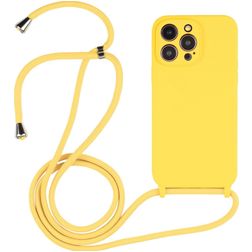 Mobigear Lanyard iPhone 14 Pro Max Coque avec cordon en Silicone - Jaune