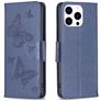 Mobigear Butterfly Housse iPhone 16 Pro Max Etui Porte-Monnaie - Bleu