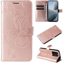 Mobigear Butterfly Housse Xiaomi 14T Etui Porte-Monnaie - Rose doré