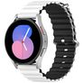 Mobigear Ocean Bracelet Silicone Smartwatch Fermeture boucle ardillon - Connexion universelle de 22 mm - Noir / Blanc