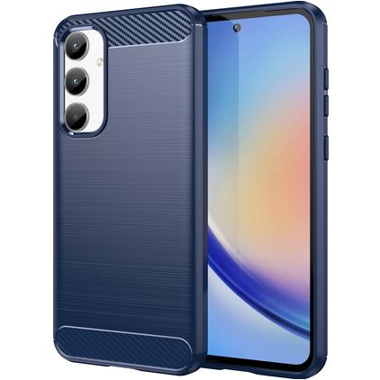 Mobigear Brushed Slim Coque Samsung Galaxy A35 Coque arrière en TPU Souple - Bleu