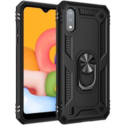 Mobigear Armor Ring Coque Samsung Galaxy A01 Coque arrière Rigide Anti-Chocs avec Anneau-Support - Noir