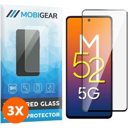 Mobigear Premium Samsung Galaxy M52 Verre trempé Protection d'écran - Compatible coque - Noir (Lot de 3)