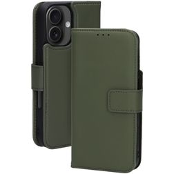 Mobiparts iPhone 16 MagSafe Coque Cuir véritable Étui 2en1 avec coque amovible Portefeuille - Vert