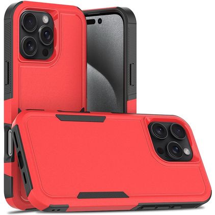 Mobigear Heavy Armor Coque iPhone 16 Pro Max Coque arrière Rigide Anti-Chocs - Rouge