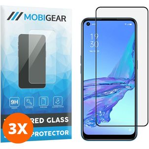 Mobigear Premium OPPO A53 Verre trempé Protection d'écran - Compatible Coque - Noir (Lot de 3)