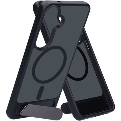 Mobiparts Hardcover Coque Samsung Galaxy S26 Plus MagSafe Coque arrière Rigide avec Support Amovible - Satin Black