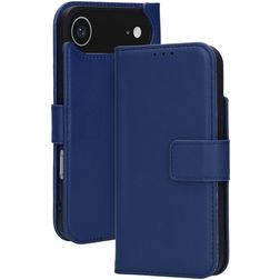 Mobiparts Wallet Housse iPhone Air MagSafe Etui en Cuir Véritable Porte-Monnaie - Bleu