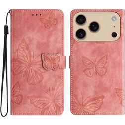 Mobigear Butterfly Housse iPhone 17 Pro Etui Porte-Monnaie - Rose