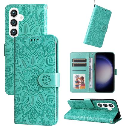 Mobigear Sunflower Housse Samsung Galaxy S24 Etui Porte-Monnaie - Vert