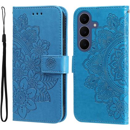 Mobigear Flowers Housse Samsung Galaxy S26 FE Etui Porte-Monnaie - Bleu