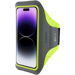 Mobiparts Comfort Fit Brassard Téléphone iPhone 14 Pro Brassard Coque de Sport en Neoprène - Neon Green