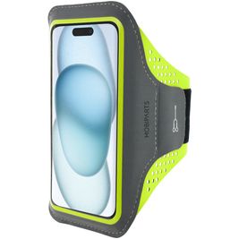 Mobiparts Comfort Fit Brassard Téléphone iPhone 15 Brassard Coque de Sport en Neoprène - Neon Green