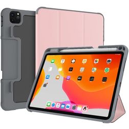 Mutural Tri-Fold Tough Coque iPad Pro 11 Pouces (2021) Etui + Porte-crayon - Noir / Rose doré