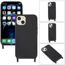Mobigear Lanyard iPhone 14 Coque avec cordon en Silicone - Noir